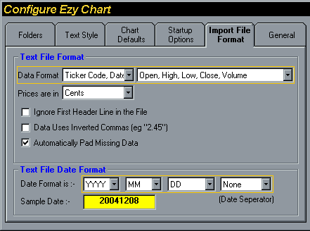 EzyChart: Configuring the text file